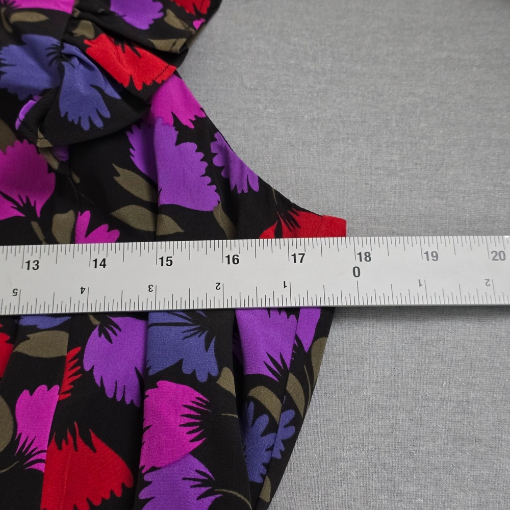 J.Crew Silk Floral Midi Dress Women Preppy Mod Office Size 6 Ruffle Button Front - Picture 5 of 9
